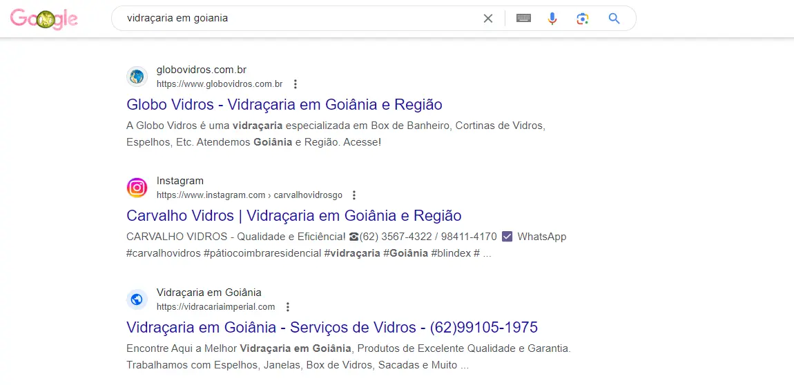 posicionamento no Google para Vidraçaria