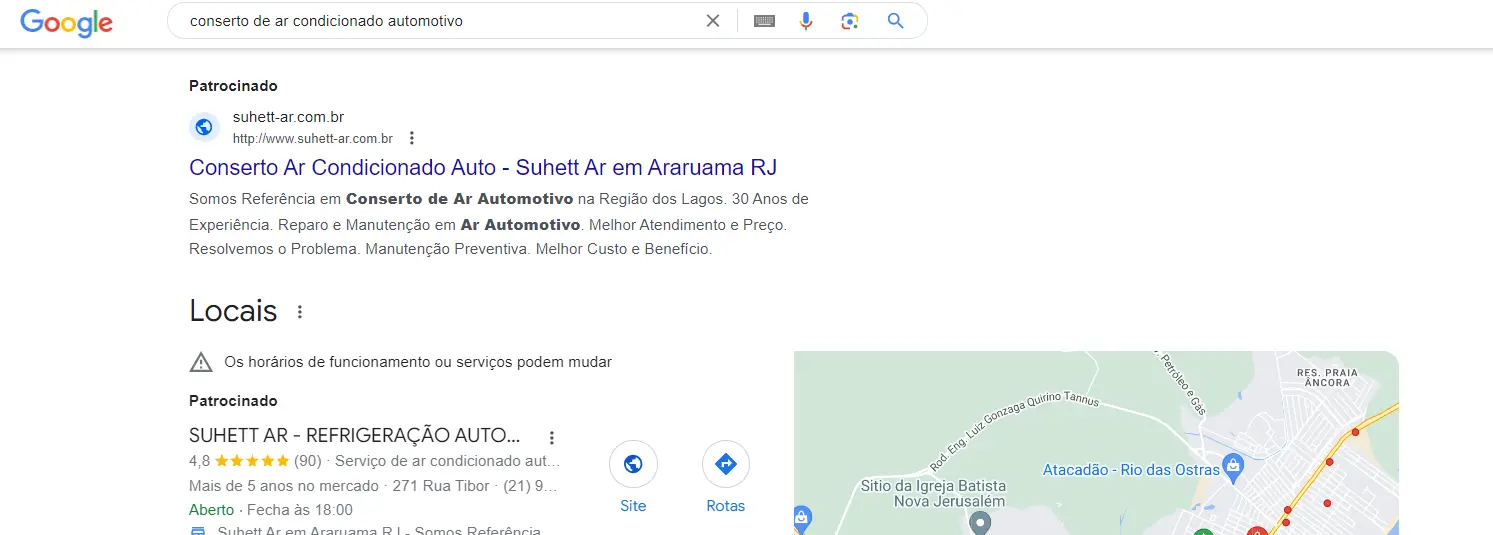 anúncios no google para refrigeração automotiva